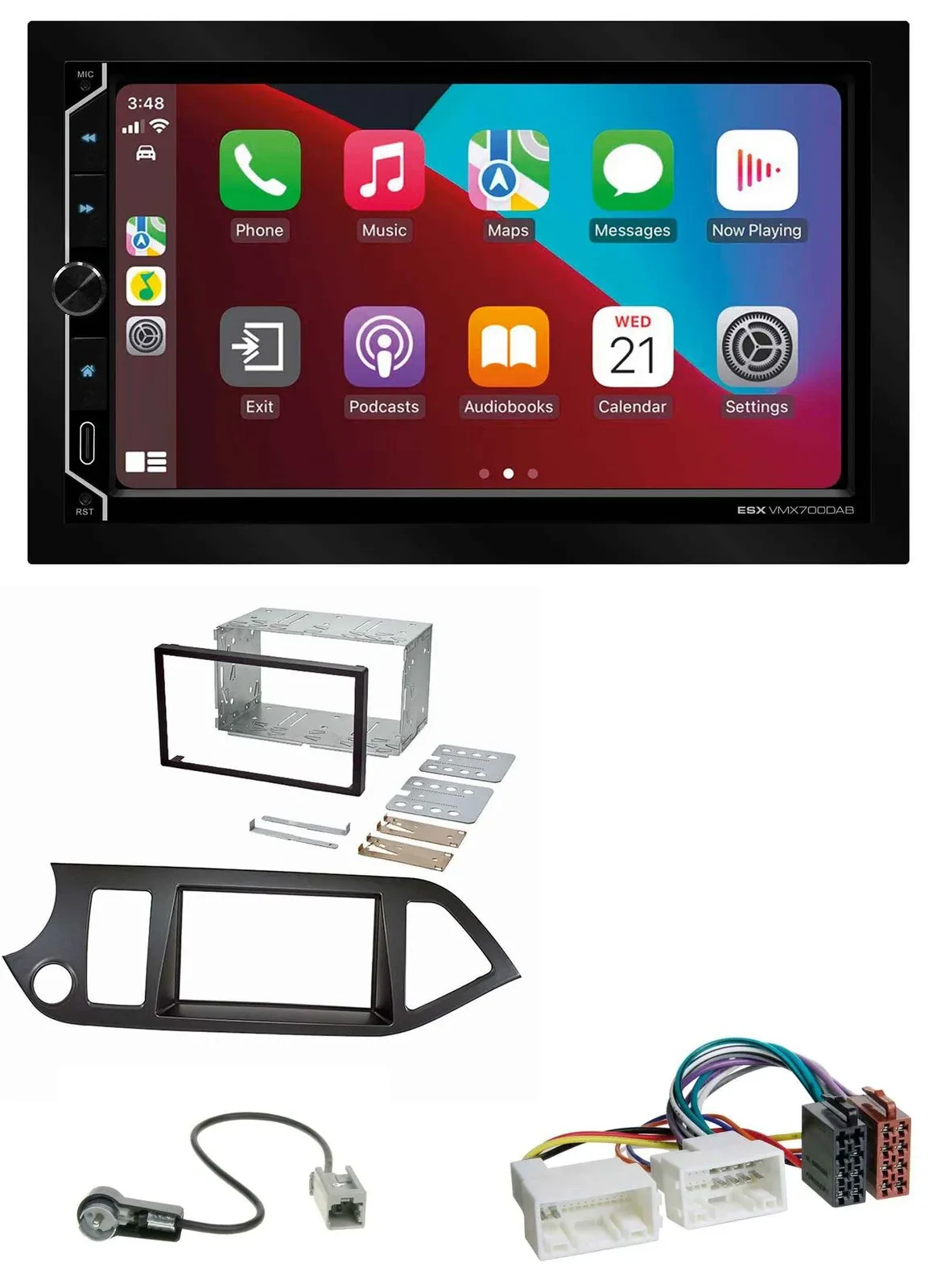 ESX 2DIN DAB USB MP3 Bluetooth Autoradio für Kia Picanto ab 11 Start-Stop