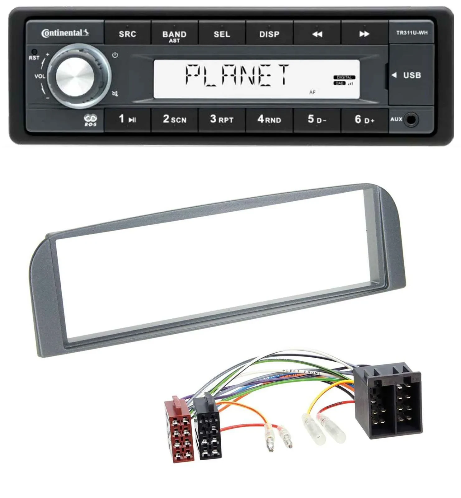 Continental USB MP3 AUX 1DIN Autoradio für Alfa Romeo 147, GT - anthrazit