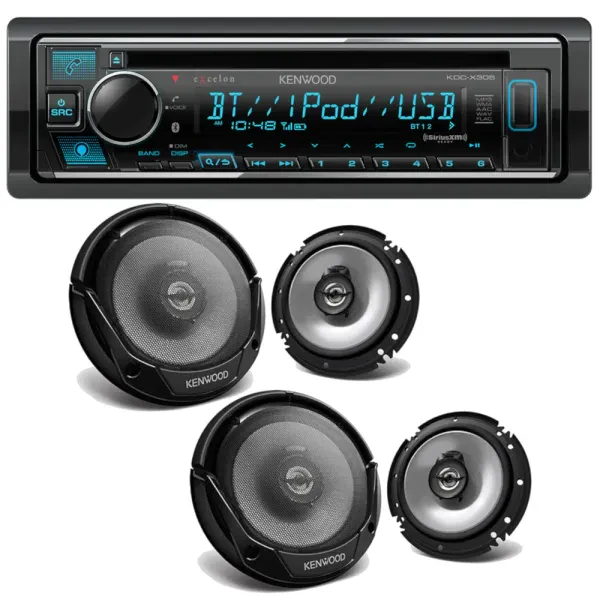 Kenwood eXcelon KDC-X305 Single Multimedia Receiver + (4) 6.5" Coaxial Speakers