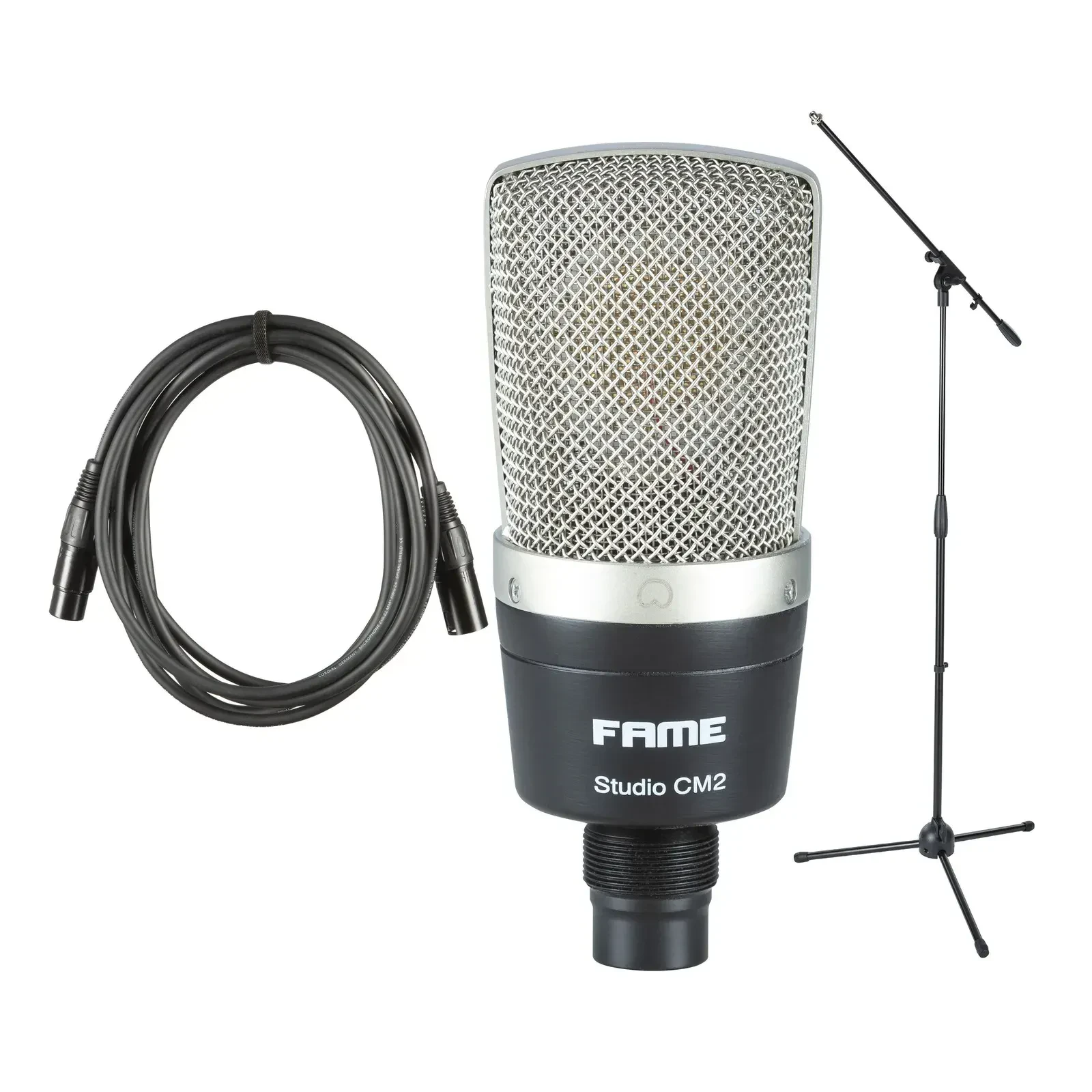 Микрофон проводной Fame Audio CM2 1 конденсаторный, крупная диафрагма, XLR, 20–20000 Гц, 125 дБ SPL, черный (набор)