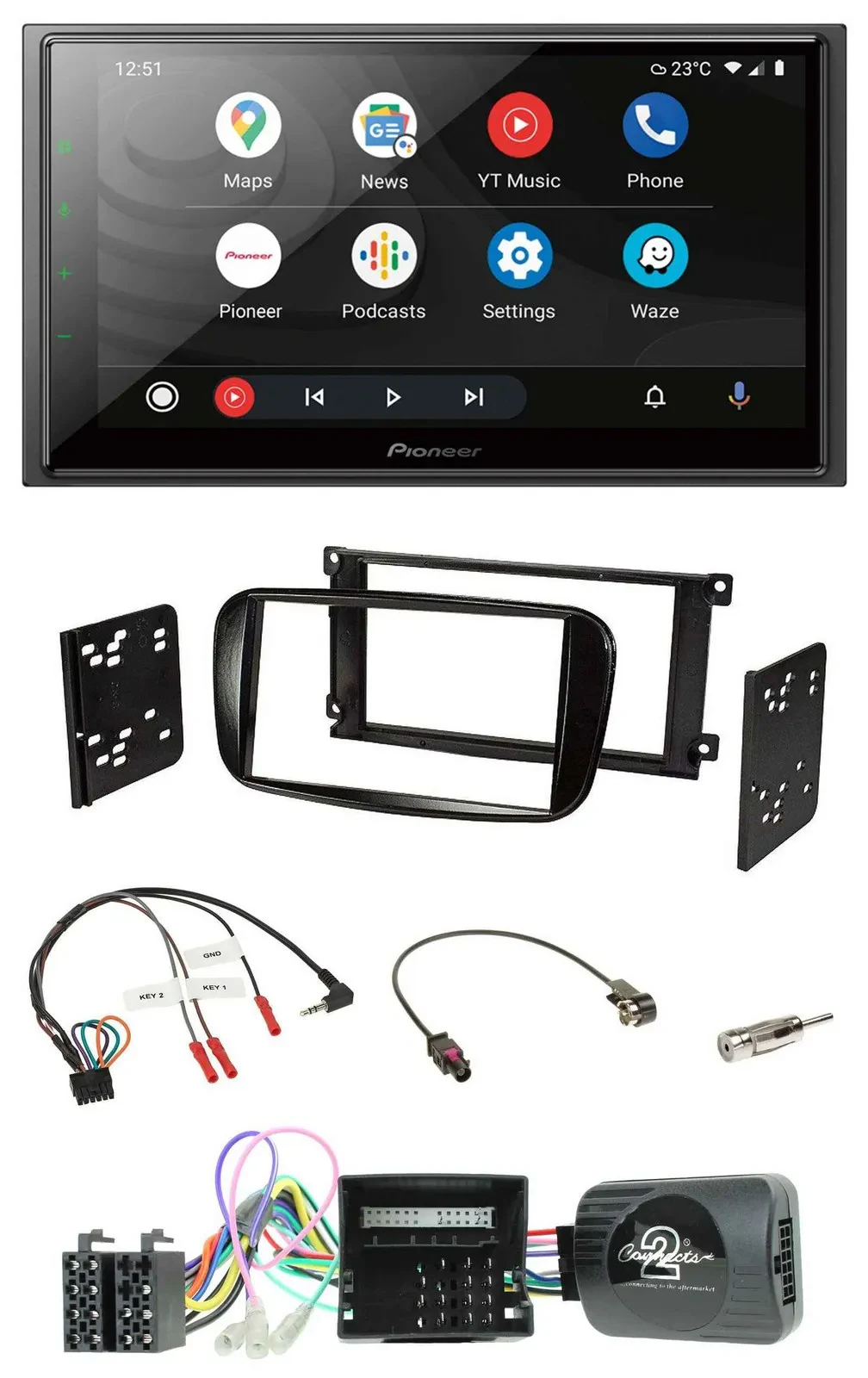 Pioneer USB 2DIN DAB Lenkrad Bluetooth Autoradio für Ford Mondeo S-Max glänzend