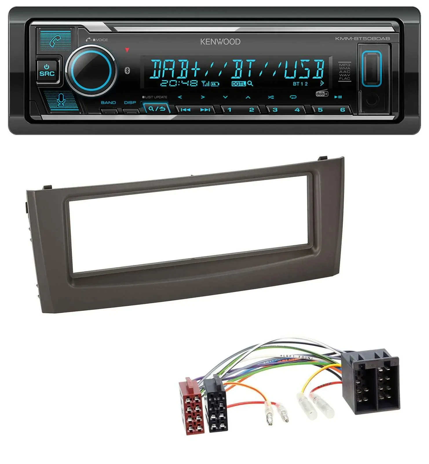 Kenwood Bluetooth MP3 DAB USB Autoradio für Fiat Grande Punto Punto ab 05 schwar