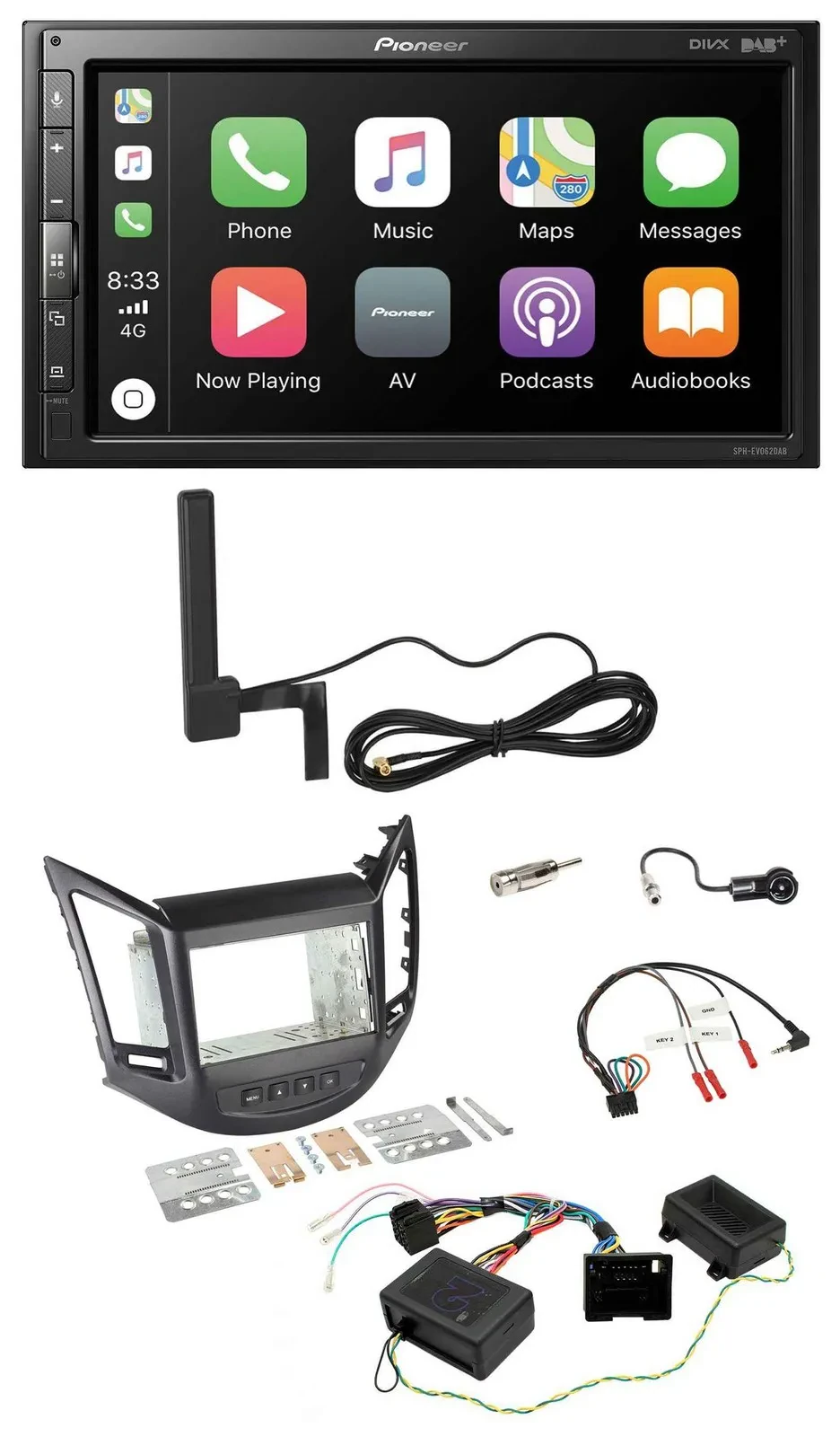 Pioneer USB 2DIN Bluetooth DAB Lenkrad Autoradio für Chevrolet Orlando 2011-2018