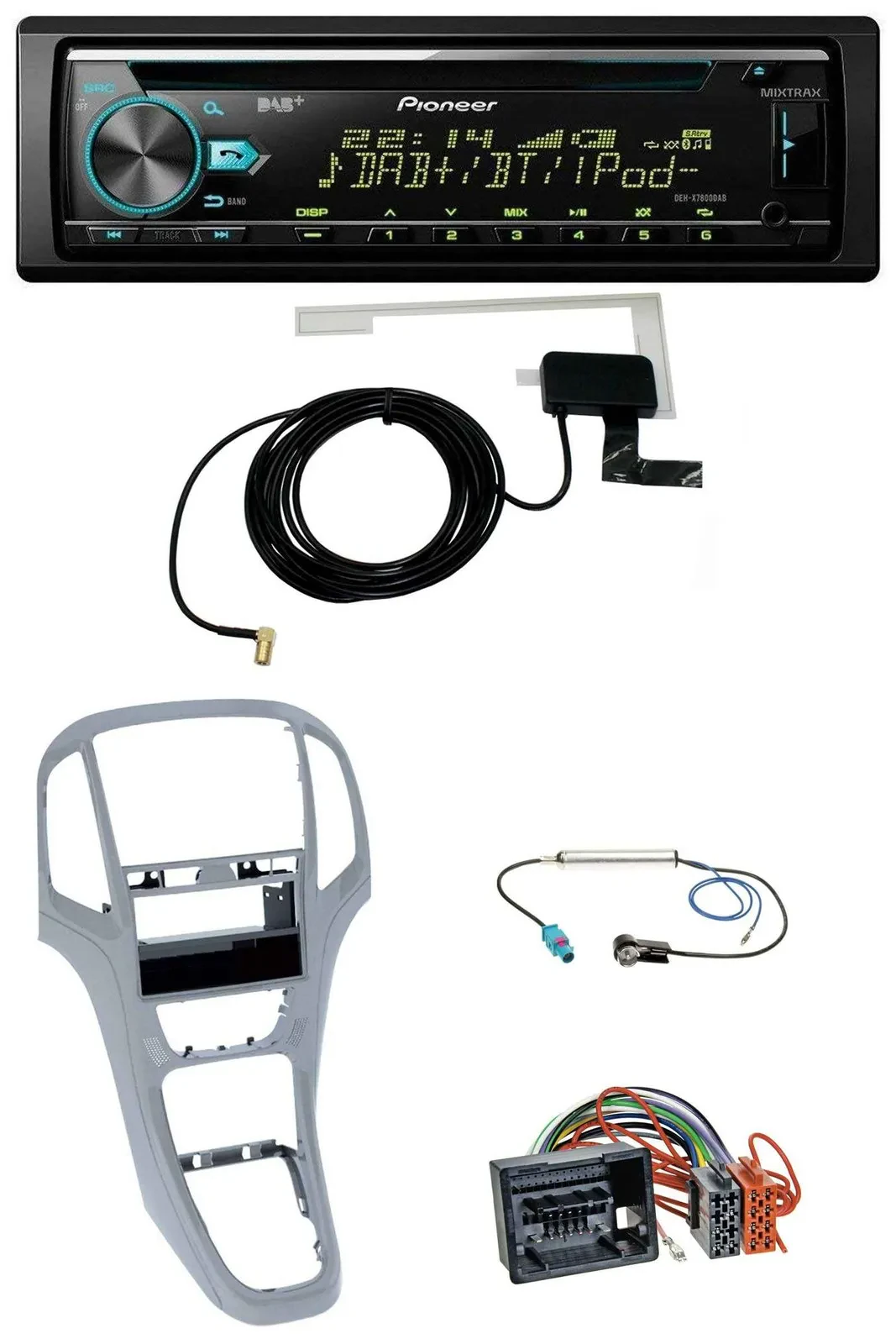 Pioneer MP3 AUX CD USB DAB Autoradio für Opel Astra J ab 2009 Platin silber
