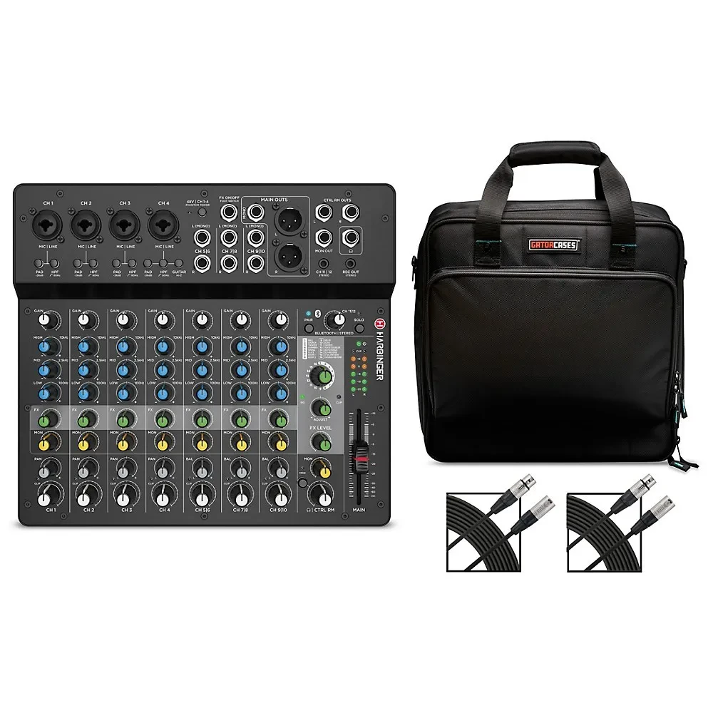 Harbinger LV12 12Channel Analog Mixer With Gator Mixer Bag and Cables