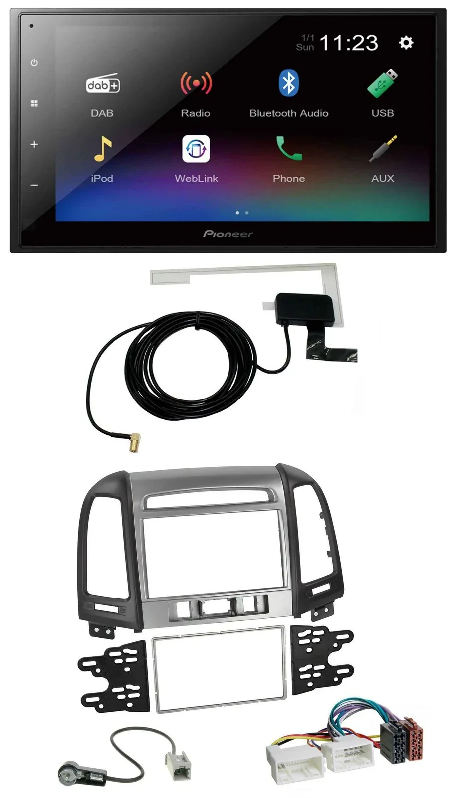 Pioneer DAB MP3 Bluetooth 2DIN USB Autoradio für Hyundai Santa Fe 3 Schalter 06-