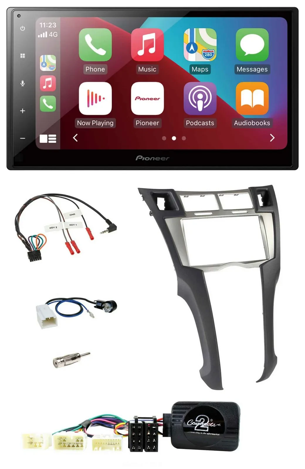 Автомагнитола для Toyota Yaris 2006–2011 Pioneer 2DIN, USB, Bluetooth, DAB, совместима с кнопками на руле