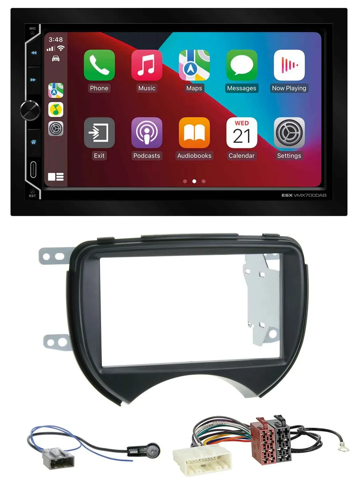 Автомагнитола для Nissan Micra (2010–2013) ESX 2 DIN, DAB, USB, MP3, Bluetooth, черный