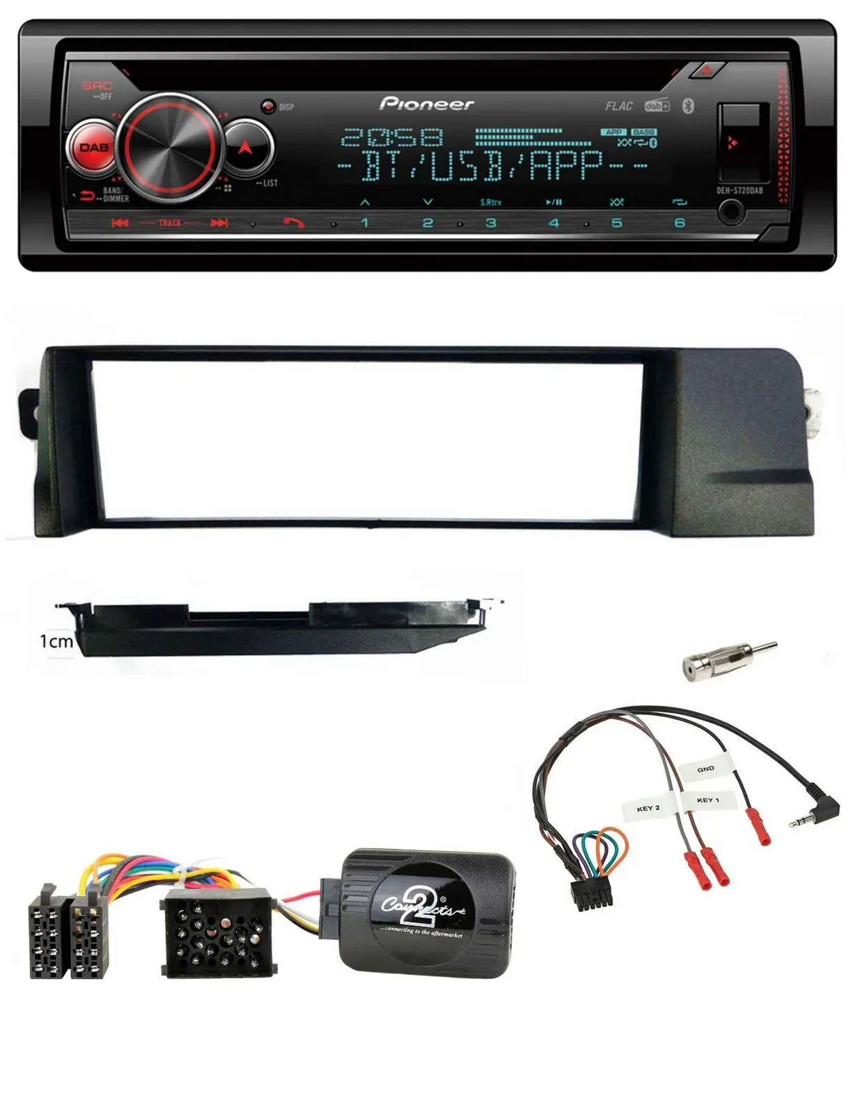 Pioneer Lenkrad DAB CD Bluetooth USB Autoradio für BMW 3er E46 98-07 Profi Rundp
