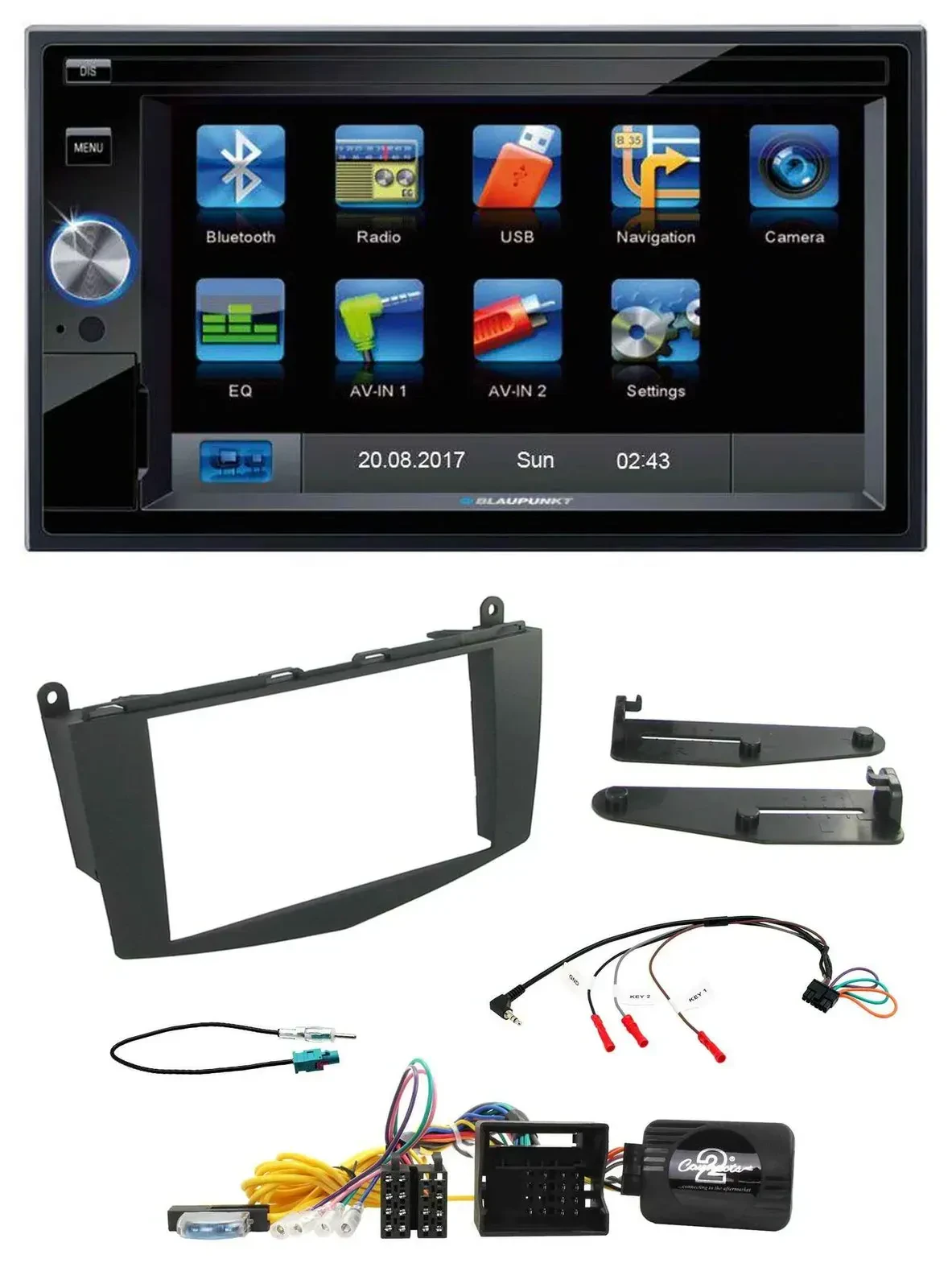 Blaupunkt SD USB TMC Bluetooth 2DIN Lenkrad Navigation für Mercedes C-Klasse 07-