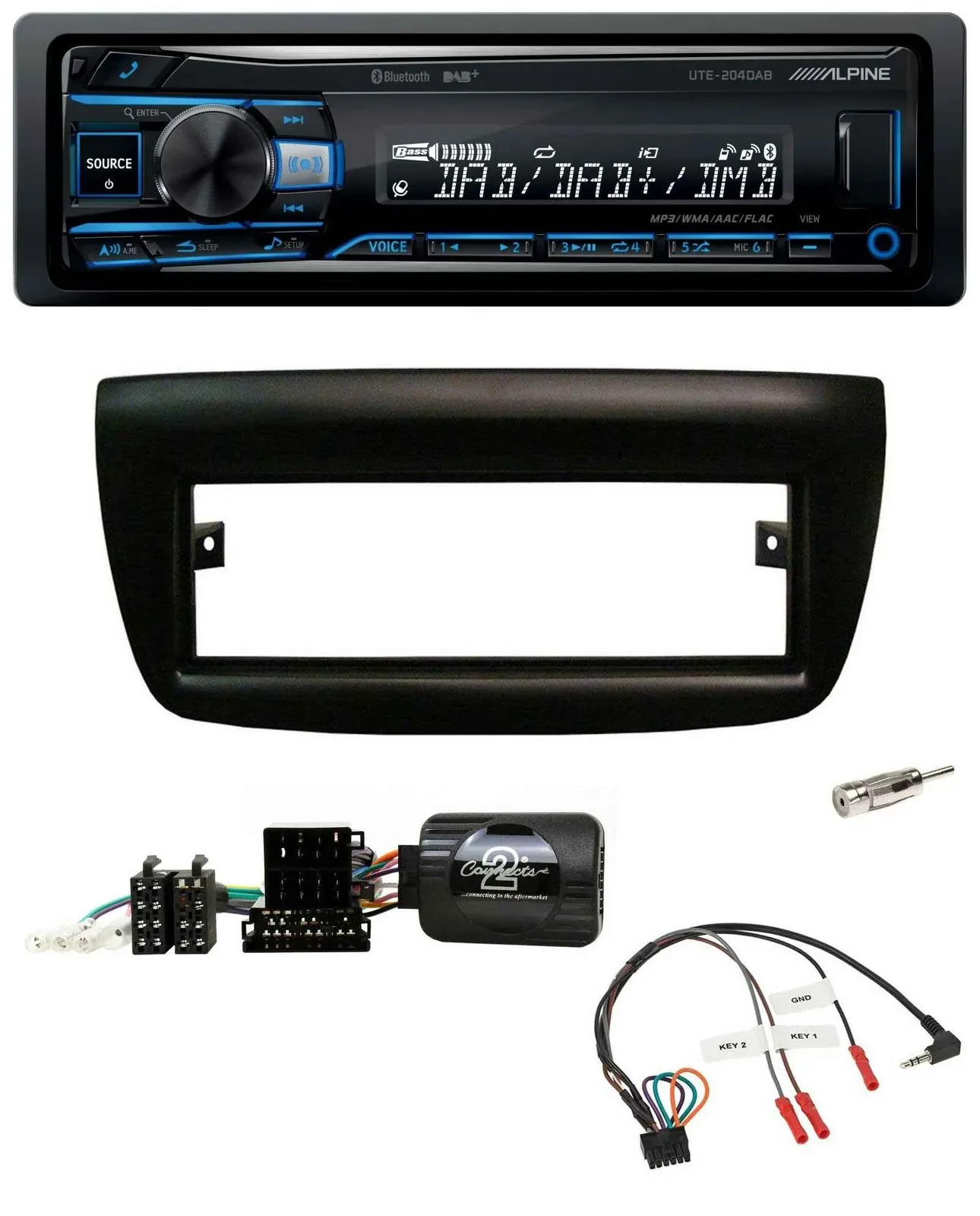 Alpine USB Bluetooth DAB Lenkrad Autoradio für Fiat Doblo 2012-2015 schwarz