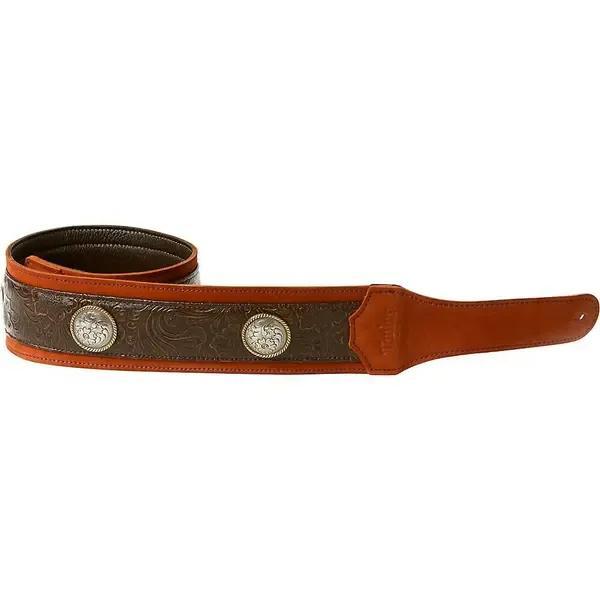 Ремень для гитары Taylor Grand Pacific Leather Strap, Nickel Conchos Brown