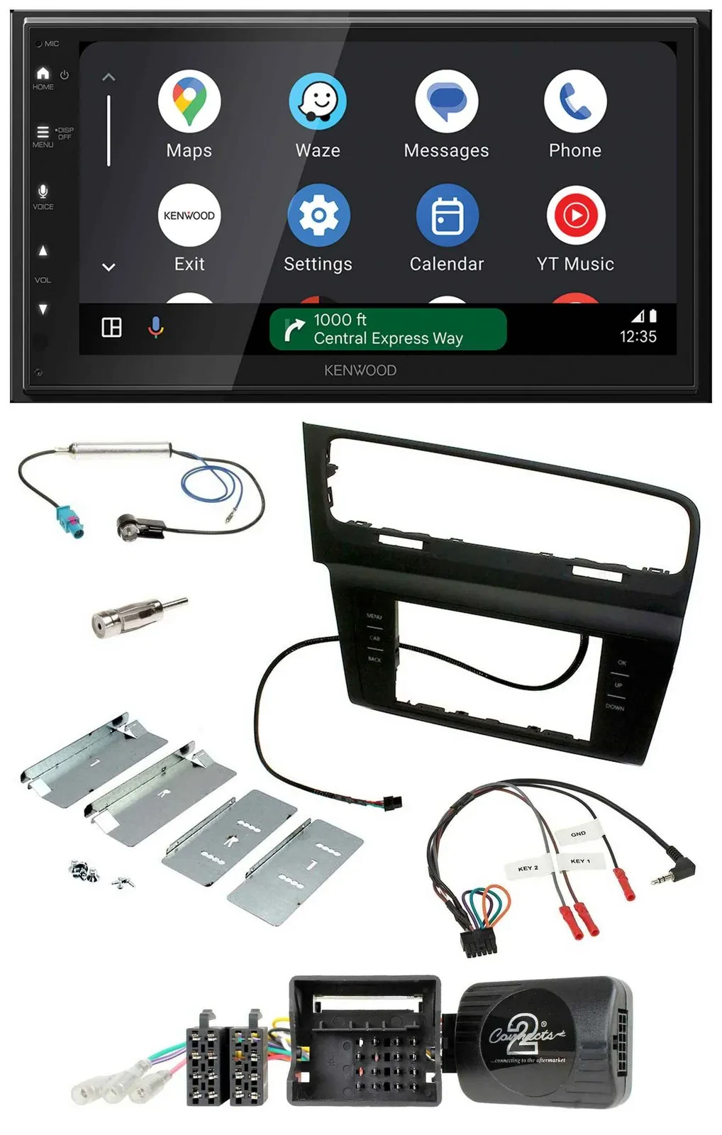 Kenwood DAB Bluetooth USB Lenkrad 2DIN Autoradio für VW Golf VII ab 2012