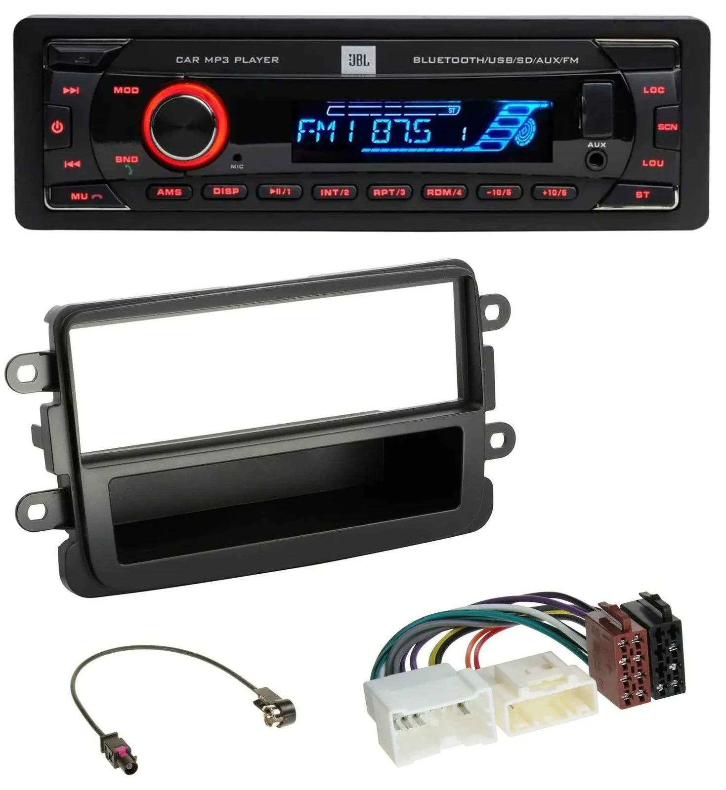 JBL AUX MP3 USB Bluetooth SD Autoradio für Dacia Lodgy Duster Dokker Sandero sch