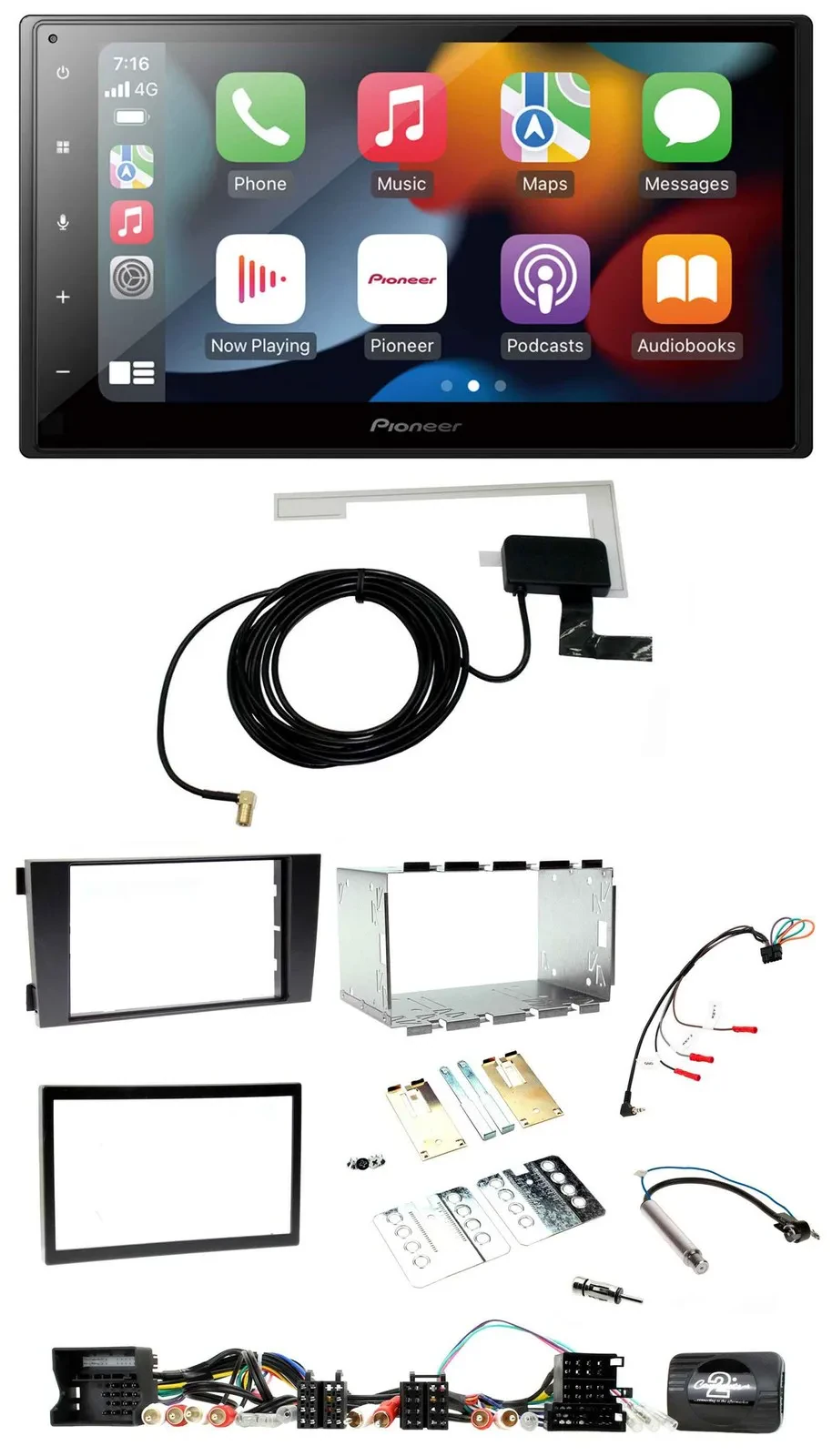 Pioneer Lenkrad USB Bluetooth DAB 2DIN Autoradio für Audi A6 C5 2001-2004 Aktivs