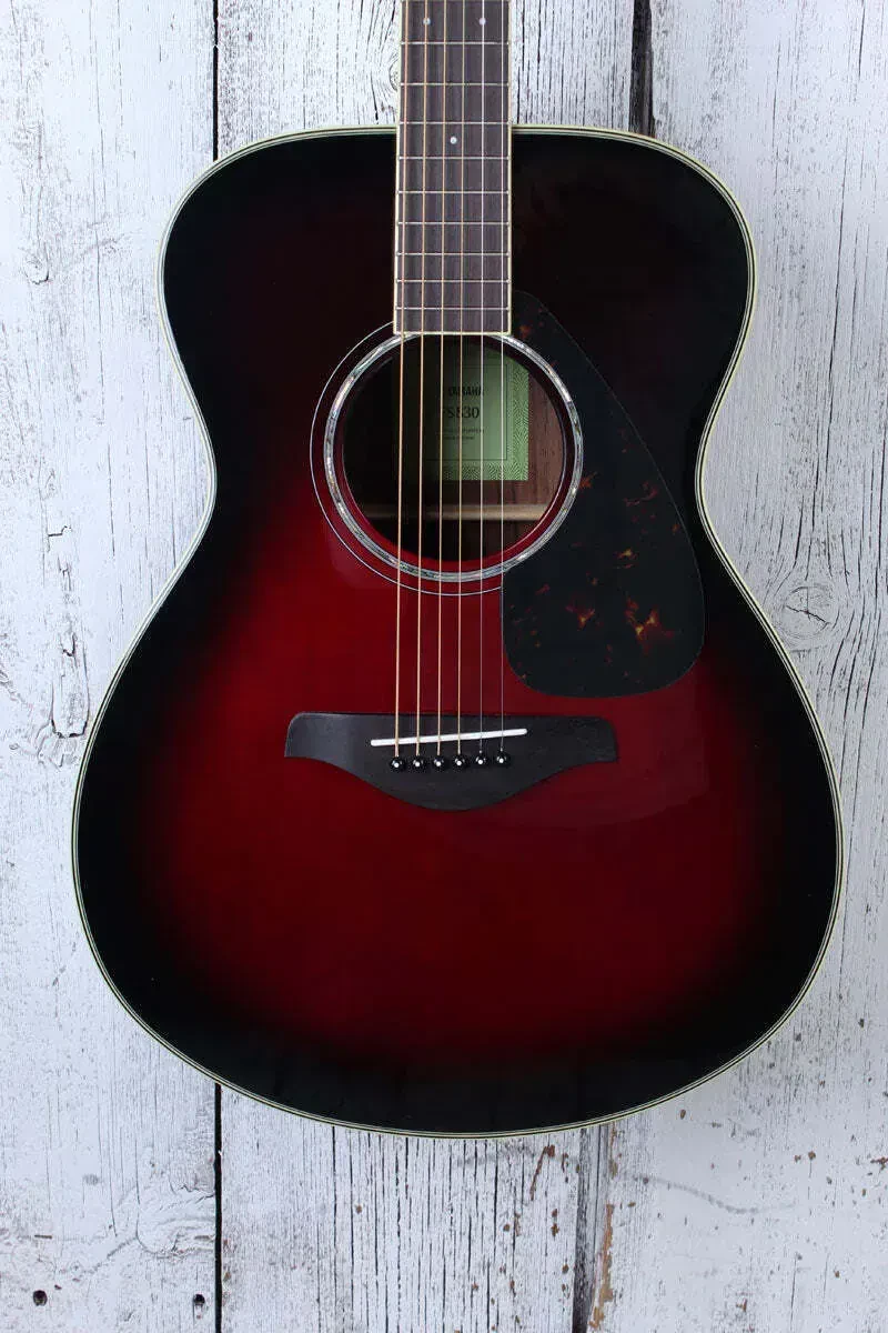 Yamaha FS830 DSR Concert Body Acoustic Guitar Solid Spruce Top Dusk Sun Red