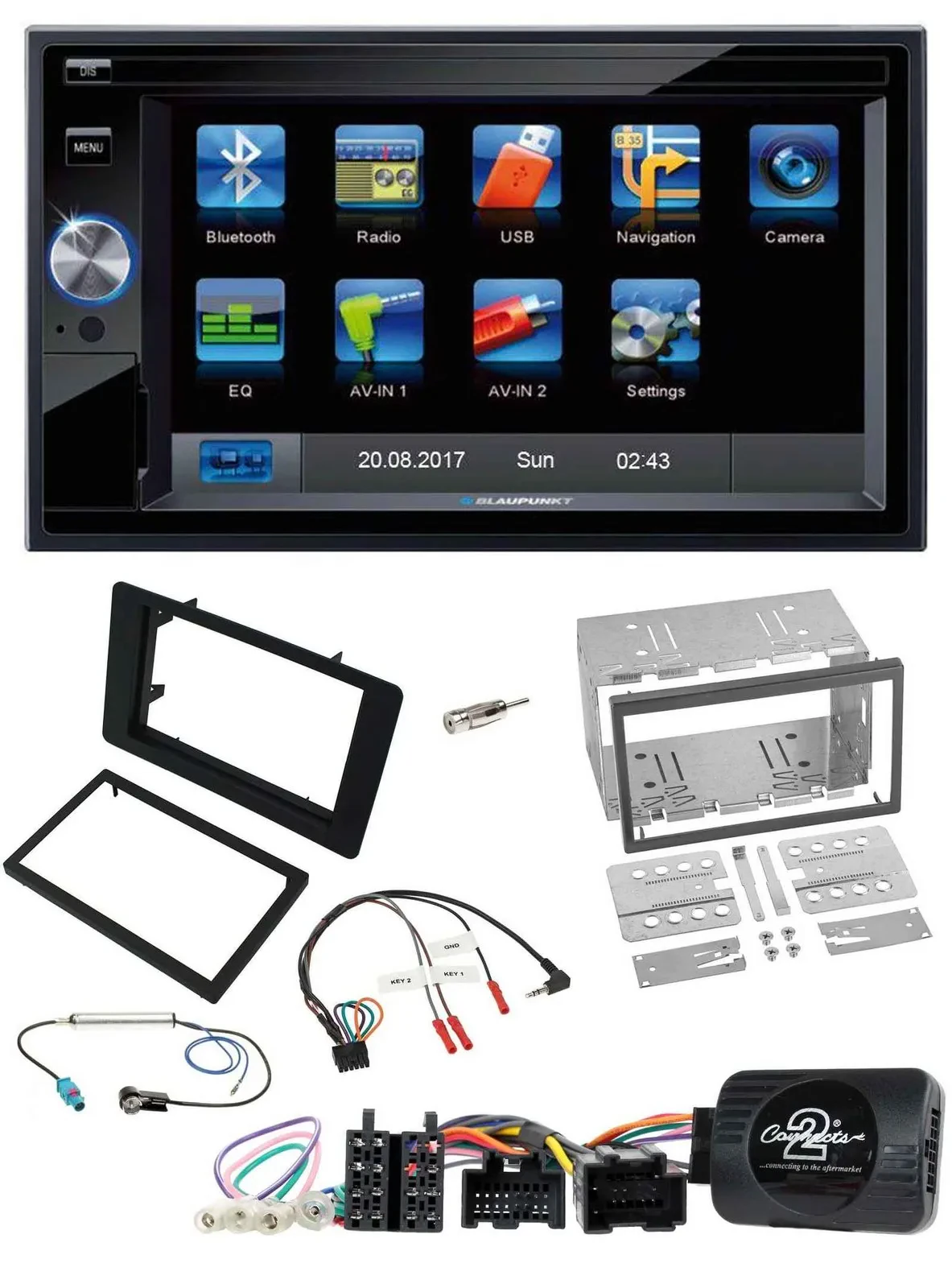 Blaupunkt SD USB TMC Bluetooth 2DIN Lenkrad Navigation für Saab 9-5 2008-2010