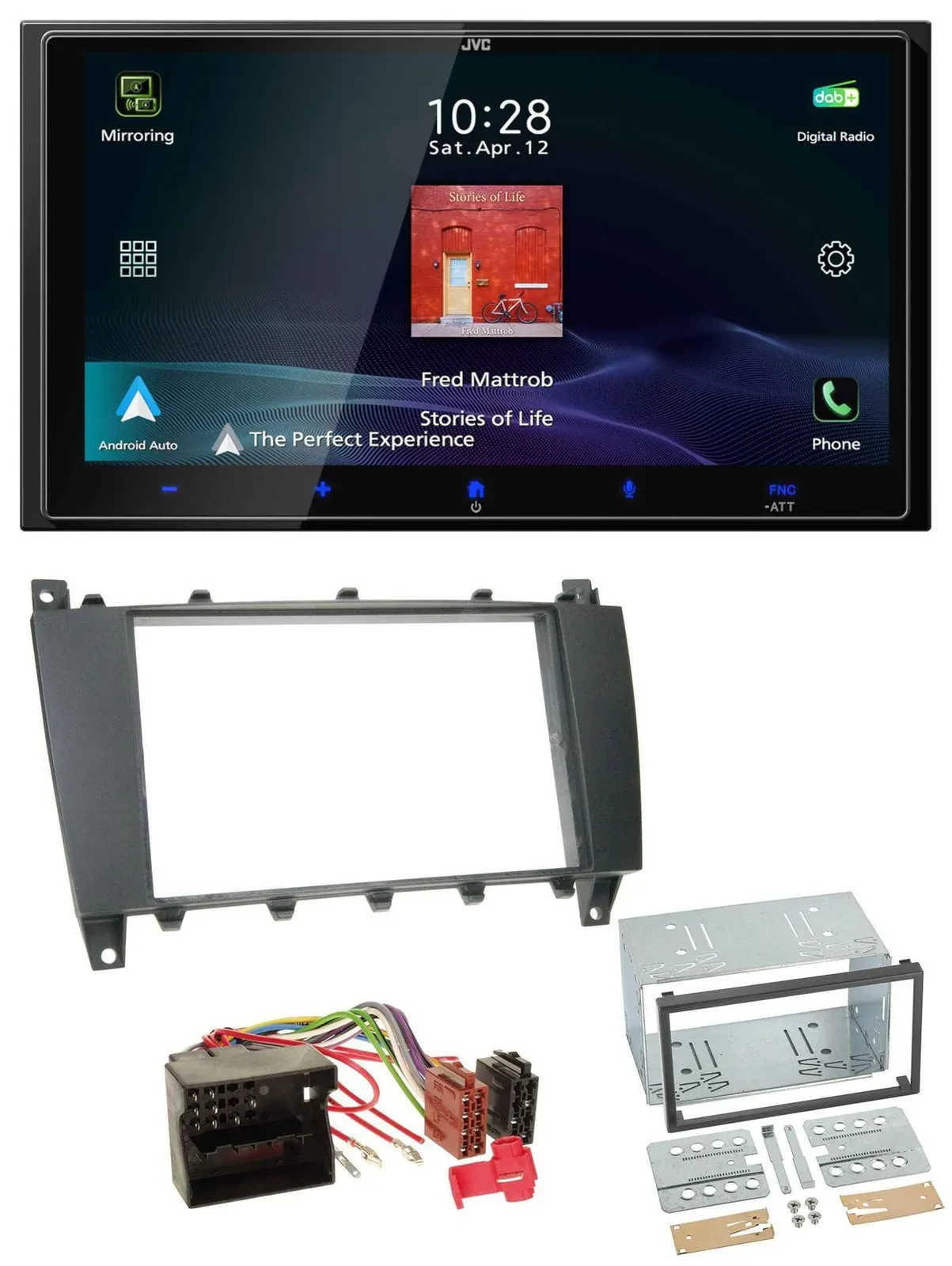 JVC USB Bluetooth 2DIN DAB MP3 Autoradio für Mercedes C-Klasse