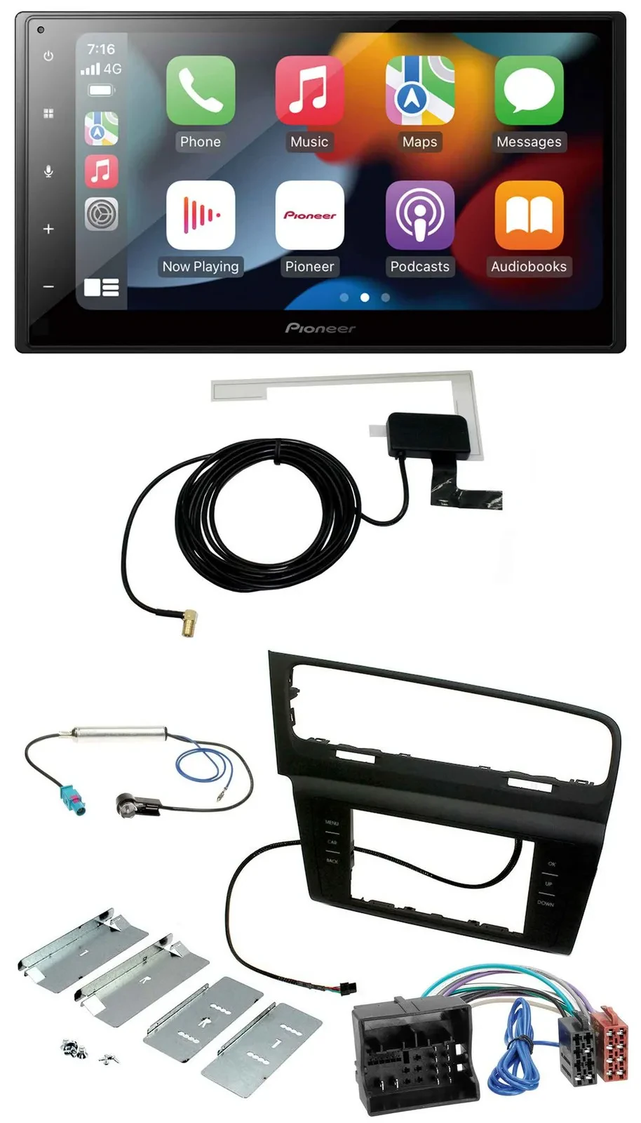 Автомагнитола для VW Golf VII Pioneer 2-DIN, Bluetooth, USB, DAB, MP3