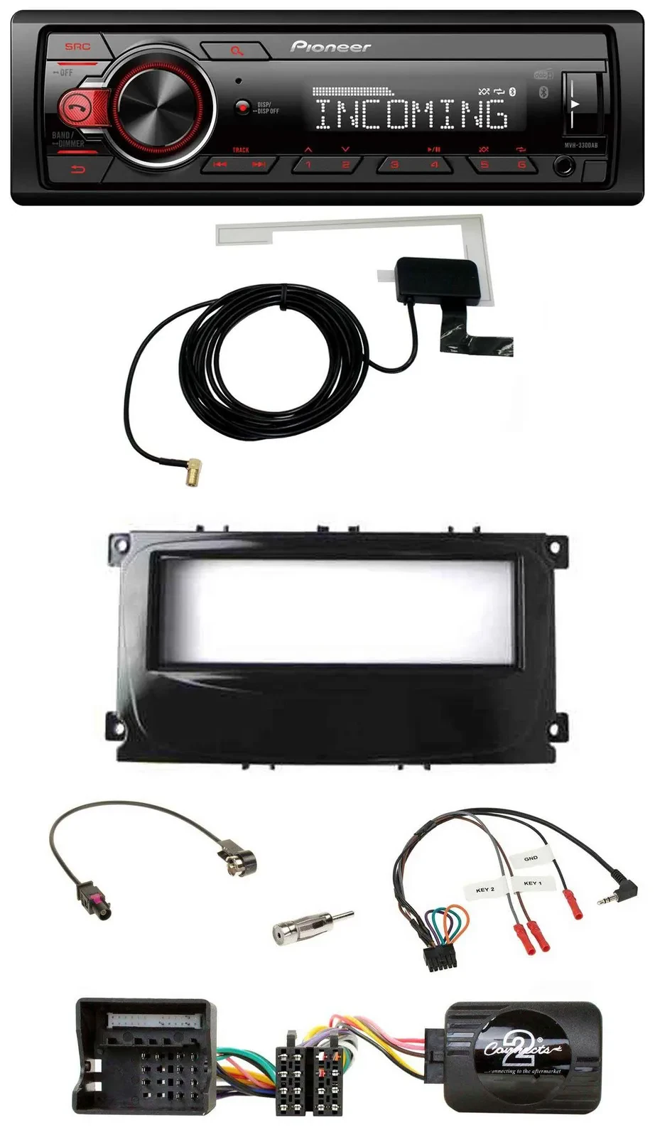 Pioneer USB Lenkrad DAB Bluetooth Autoradio für Ford Mondeo 2007-2014 S-Max pian