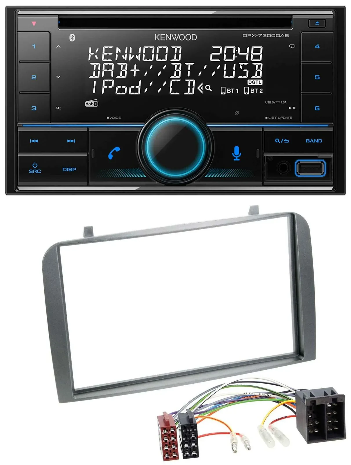 Автомагнитола Kenwood CD 2DIN, DAB, USB, MP3, Bluetooth для Alfa Romeo GT/147 (2000–2010), антрацит