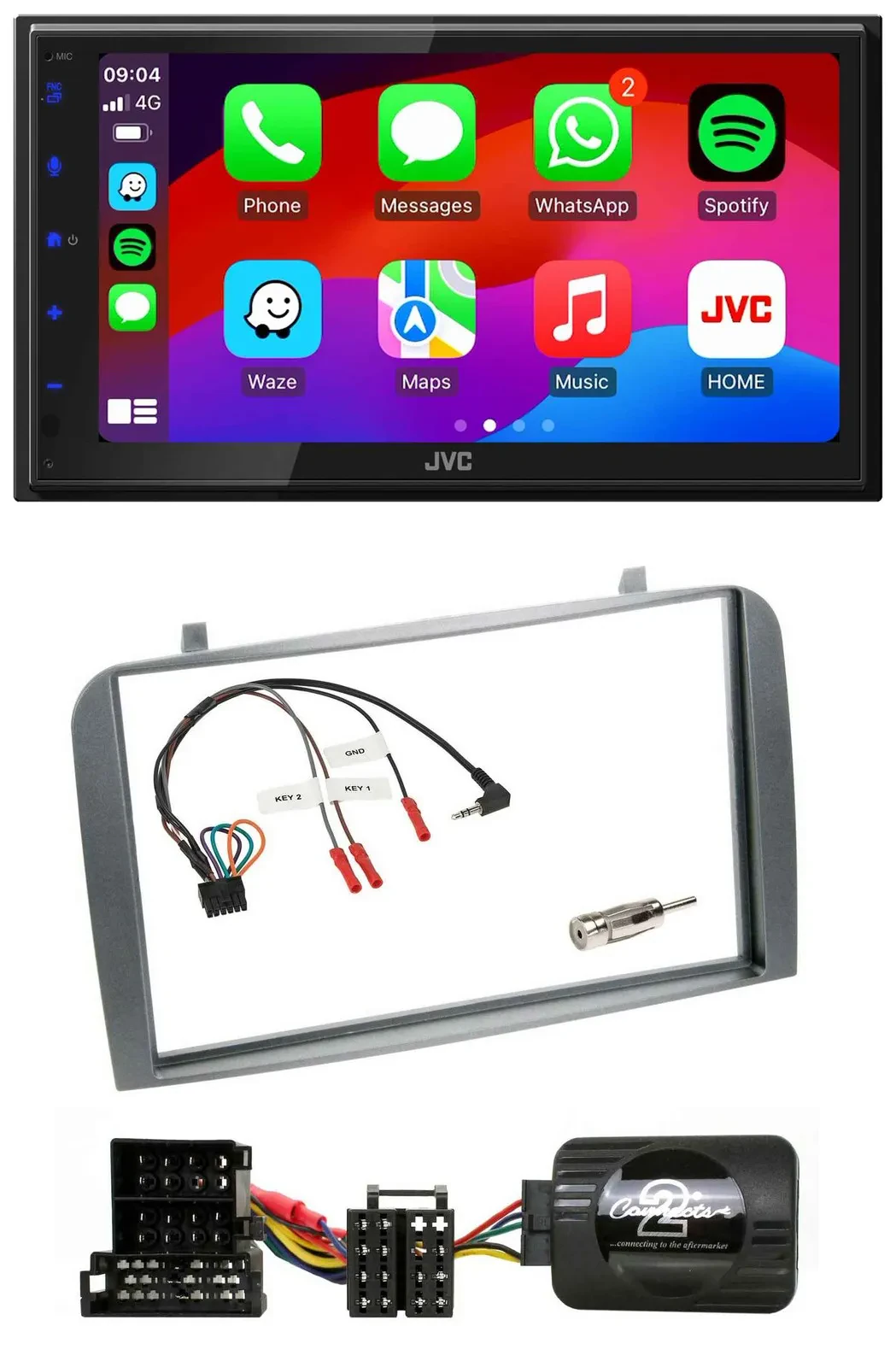 JVC Bluetooth 2DIN Lenkrad DAB USB Autoradio für Alfa Romeo GT 147 2000-2008 ant