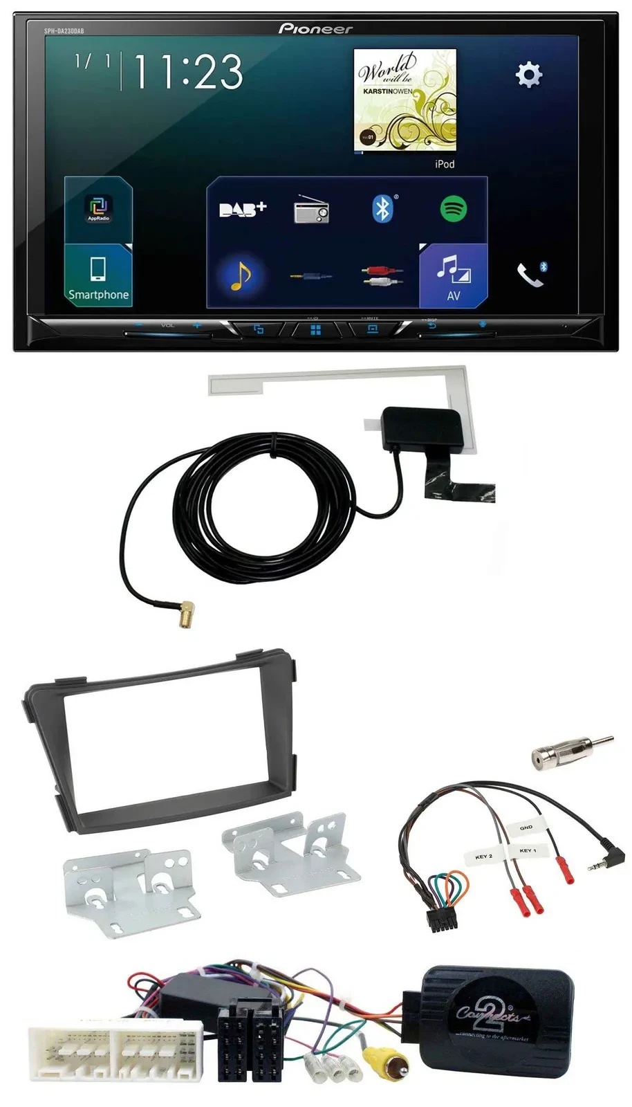 Автомагнитола Pioneer 2DIN DAB USB Bluetooth для Hyundai i40 VF (с 2016), черный