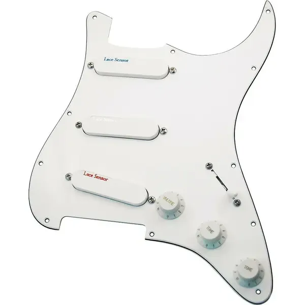 Пикгард со звукоснимателями Lace Sensor Blue-Silver-Red Prewired Pickguard White