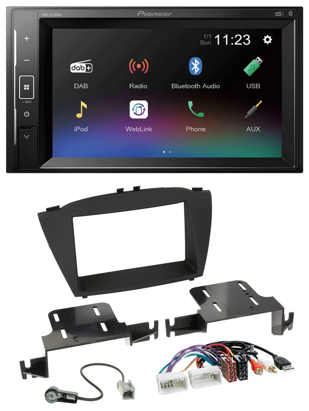 Pioneer DAB MP3 2DIN Bluetooth USB Autoradio für Hyundai ix35 ab 13 AUX USB