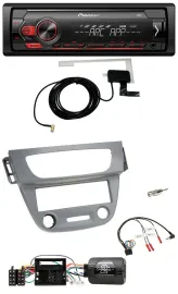 Автомагнитола Pioneer 1DIN USB DAB MP3 для Renault Megane III (2009–2012), серый, с поддержкой кнопок на руле