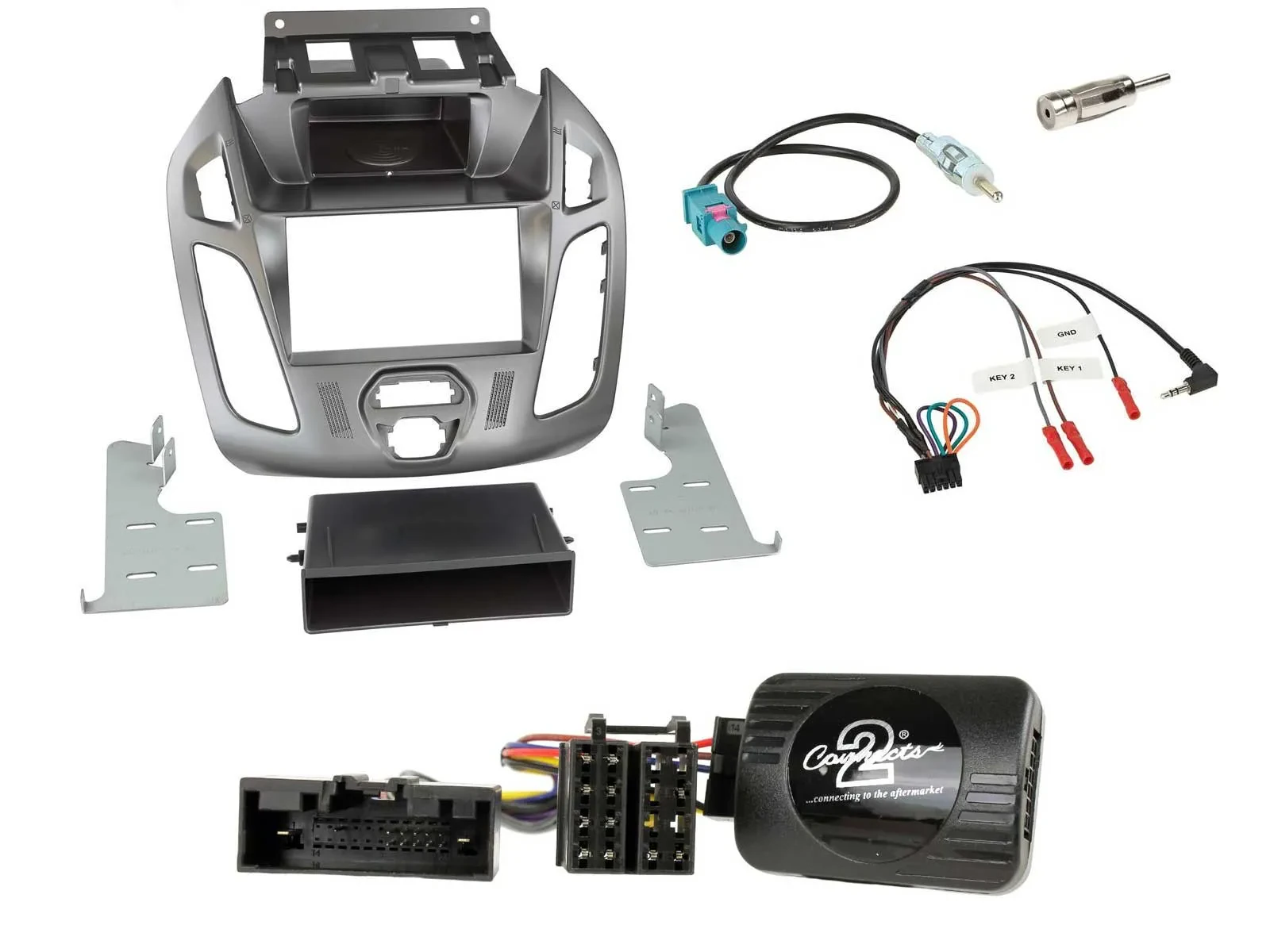 Einbauset Lenkradadapter DIN Autoradio für Ford Connect Transit 12-18 ohne Displ