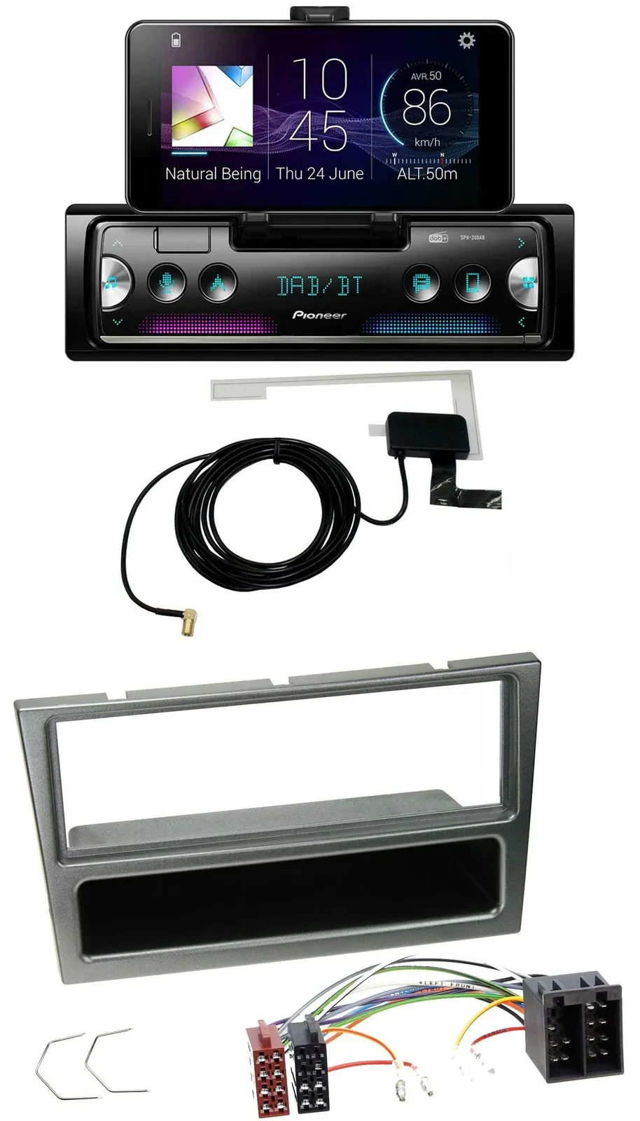 Автомагнитола для Opel Corsa C Pioneer DAB, Bluetooth, MP3, USB, ISO, алюминий, 2000–2004