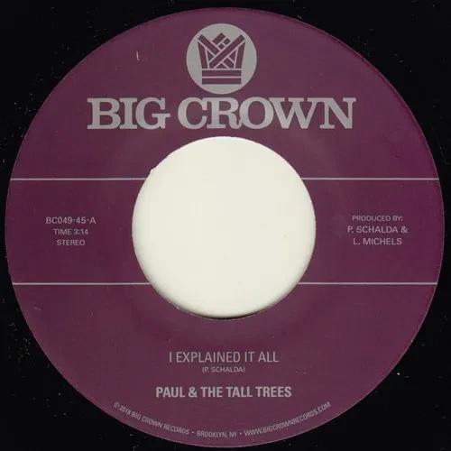 Виниловая пластинка Paul & the Tall Tree - I Explained It All / Watch Out [New 7" Vinyl]