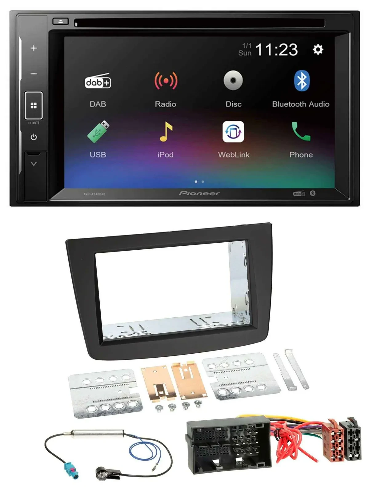 Автомагнитола Pioneer 2-DIN, Bluetooth, USB, MP3, DAB, DVD для Alfa Romeo MiTo 955 (с 2014)