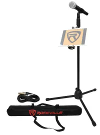 Rockville Karaoke Microphone+Mic Stand+Carry Bag+Cable+iPadiPhone Mount Clamp