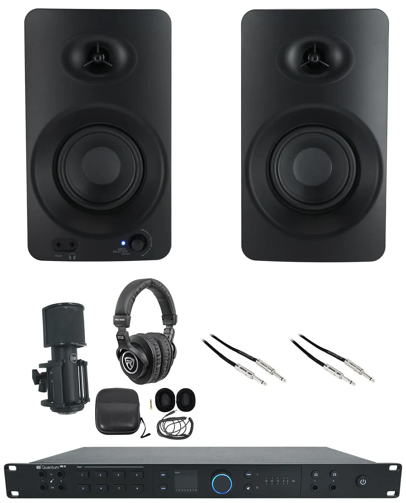 Presonus Quantum HD8 USB Recording Interface+Warm Audio Mic+Headphones+Monitors