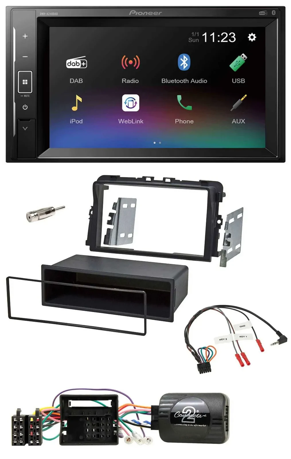 Pioneer DAB Lenkrad 2DIN Bluetooth USB Autoradio für Opel Vivaro 2011-2015