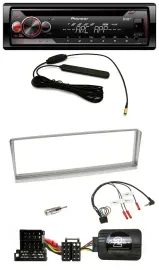 Автомагнитола для Alfa Romeo 156 2002–2003 Pioneer CD/USB/DAB/MP3, совместима с кнопками на руле, серебристая