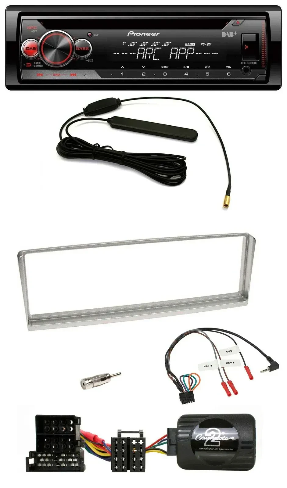 Автомагнитола для Alfa Romeo 156 2002–2003 Pioneer CD/USB/DAB/MP3, совместима с кнопками на руле, серебристая