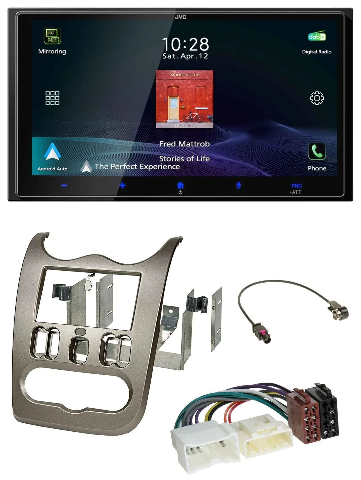 JVC USB Bluetooth 2DIN DAB MP3 Autoradio für Dacia Logan Sandero Duster ab 11 du