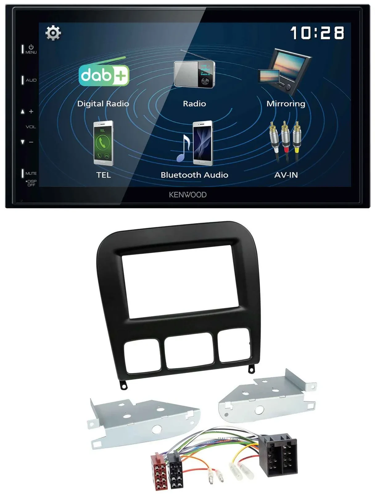 Автомагнитола Kenwood 2 DIN Bluetooth MP3 USB DAB для Mercedes S‑Class 1998–2005, чёрный