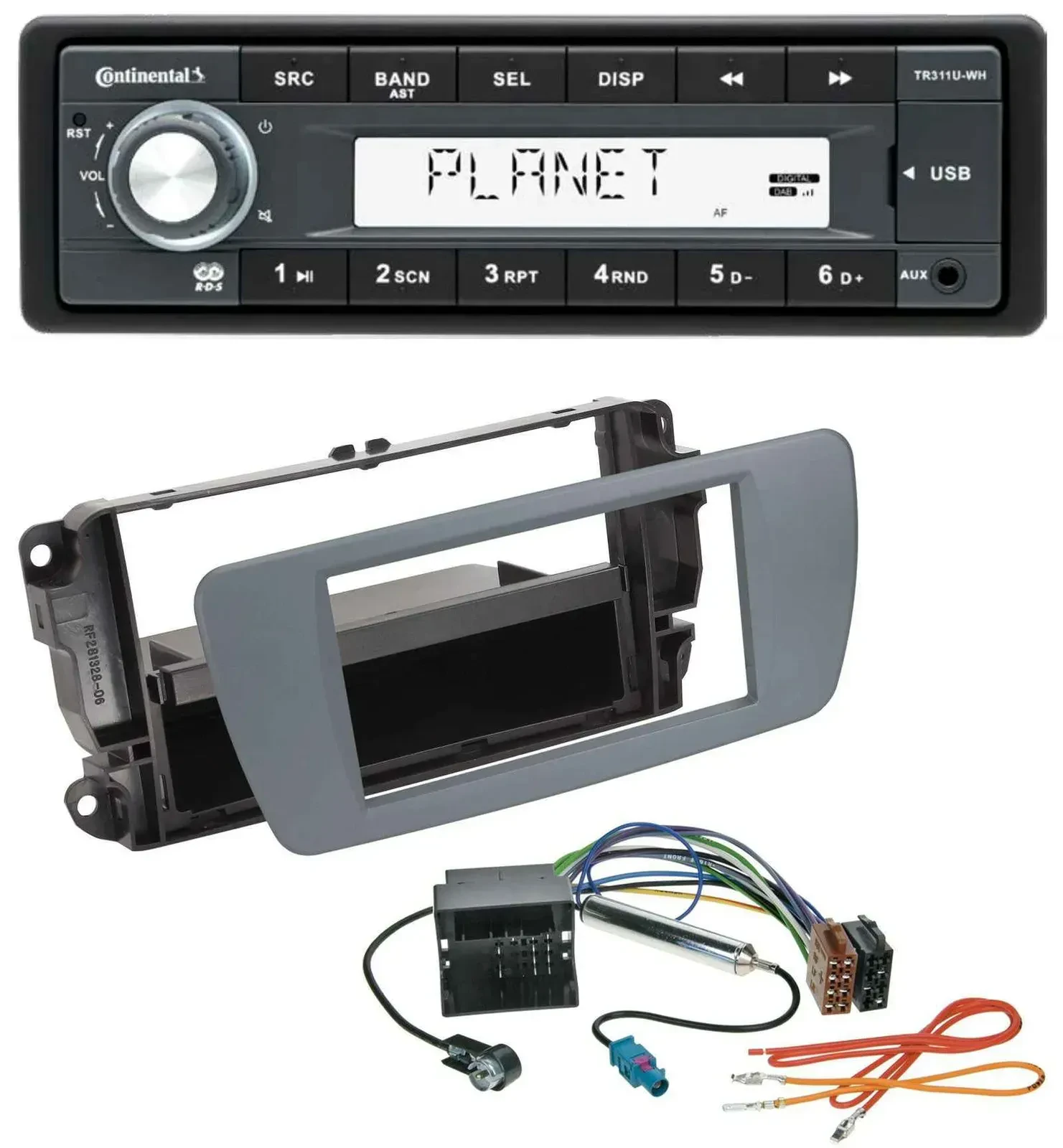 Continental USB MP3 AUX 1DIN Autoradio für Seat Ibiza (ab 08) conemaragrau