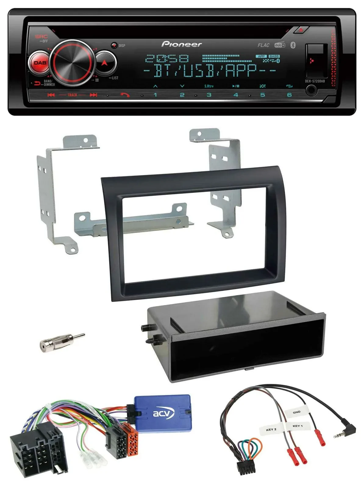Автомагнитола Pioneer DAB, CD, Bluetooth, USB для Fiat Ducato 2008–2011, черный