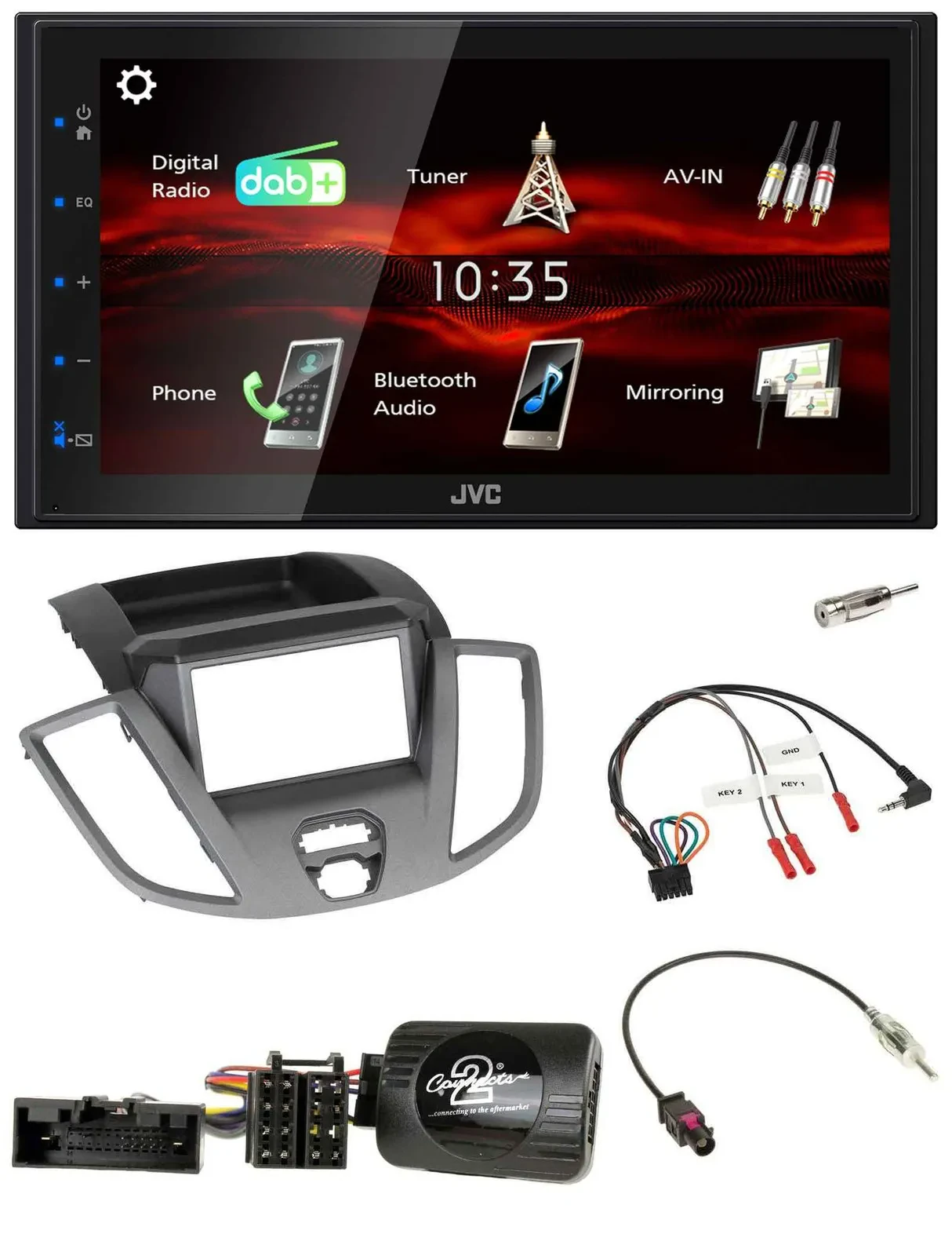 JVC USB Bluetooth Lenkrad DAB 2DIN Autoradio für Ford Transit V363 2014-2018