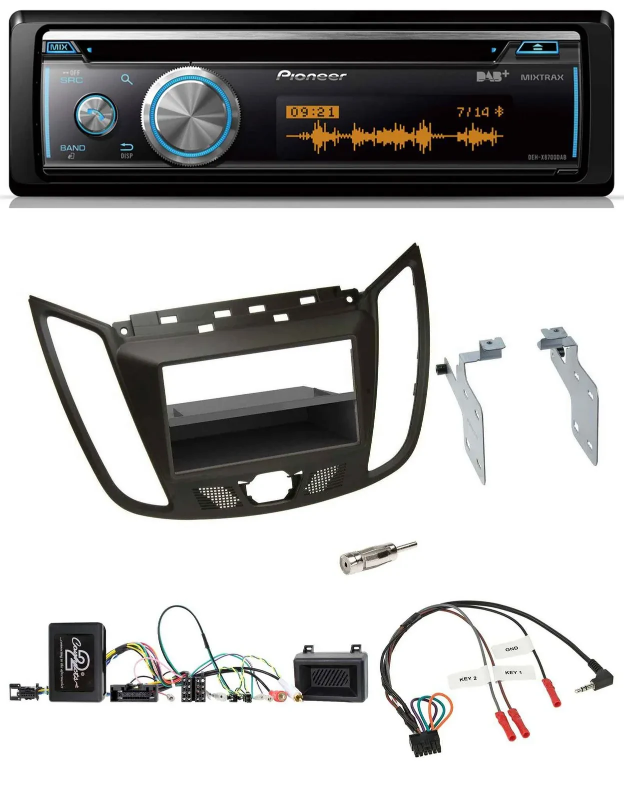 Pioneer Lenkrad DAB USB CD Bluetooth Autoradio für Ford C-Max Kuga braun