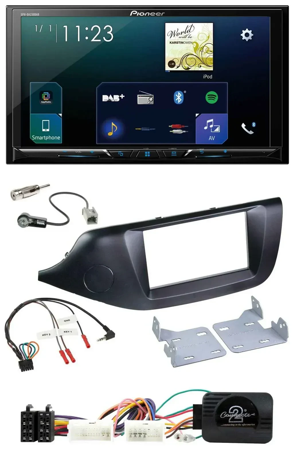 Автомагнитола Pioneer 2DIN, Bluetooth, USB, DAB, для Kia Ceed (с 2012), чёрный