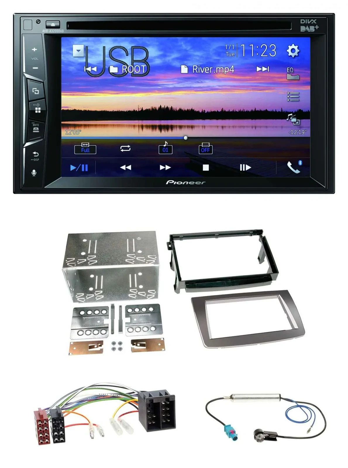 Автомагнитола Pioneer 2 DIN, Bluetooth, USB, DVD, DAB, MP3 для Alfa Romeo Mito (2008-)