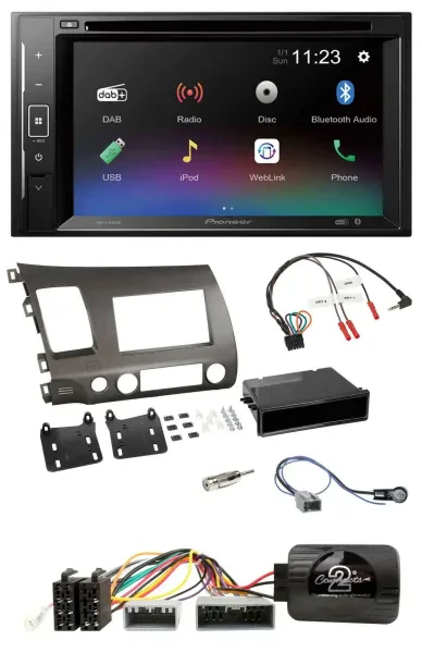 Pioneer Bluetooth Lenkrad USB 2DIN DAB DVD Autoradio für Honda Civic 06-10 Hybri