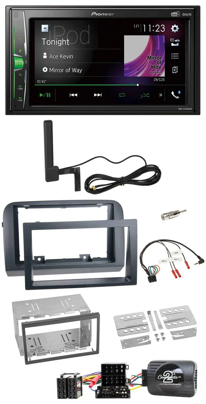 Автомагнитола для Fiat Croma 2005–2010 Pioneer 2DIN, Bluetooth, DAB, MP3, совместимая с кнопками на руле