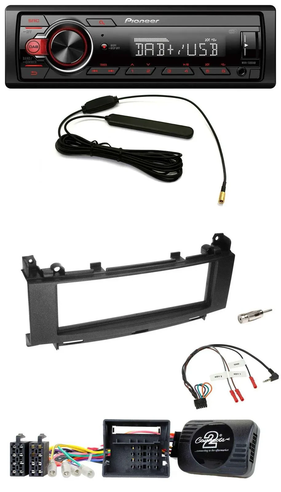 Автомагнитола Pioneer 1-DIN, DAB, USB, MP3, для Mercedes A-Class (2005–2012) и B-Class